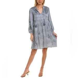 Johnny Was Christy Flowy Tie Front Silk-Lined Dress Size L